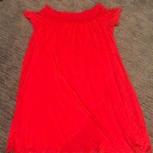 Red off the shoulder dress